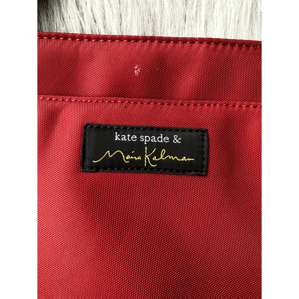 Kate Spade Maira Kalman Tote Handbag Red Darling Dog Canvas Zip Purse Medium - Picture 7 of 14